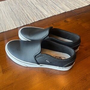 Vans Black and White Slip-On Loafers